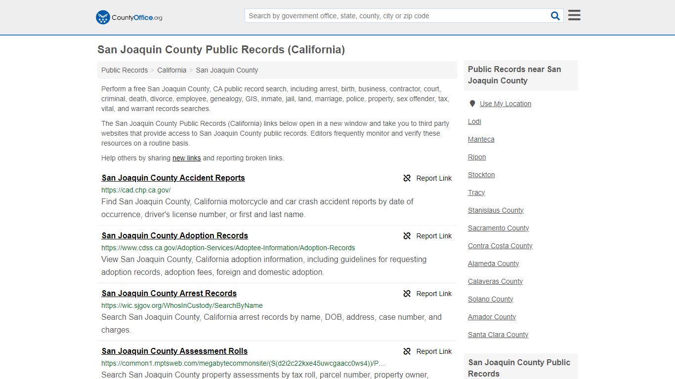 San Joaquin County Public Records (California) - County Office