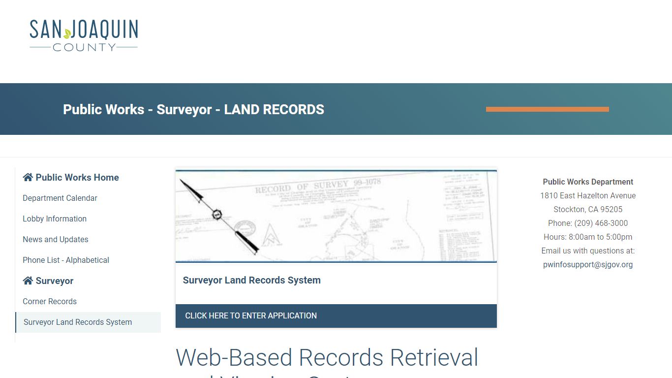 Surveyor Land Records System - San Joaquin County, California